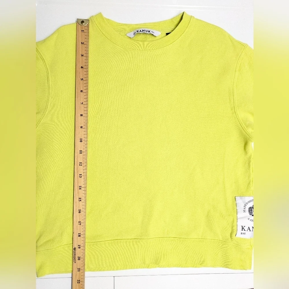 Kanuk Koroc crewneck Sweatshirt Lime Green 100% Cotton Canada size XS - Picture 8 of 12